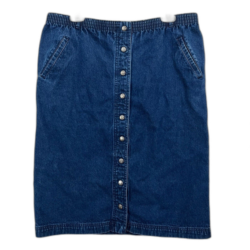 Liz Claiborne Size M Women Blue Vintage Y2K 90s Snap Denim Straight Pencil Skirt